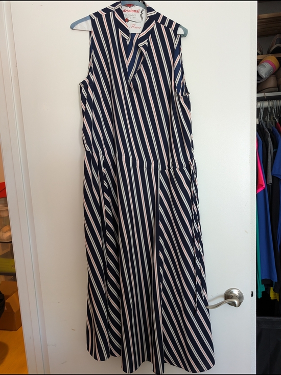 Anne Klein Dresses & Skirts - Anne Klein Navy Blue and White Striped Maxi Dress